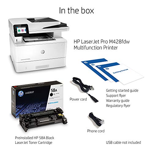 HP LaserJet Pro MFP M428fdw - Multifunction printer - B/W - laser - Legal (216 x 356 mm) (original) - A4/Legal (media) - up to 38 ppm (copying) - up to 38 ppm (printing) - 350 sheets - 33.6 Kbps - USB 2.0, Gigabit LAN, Wi-Fi(n), USB host