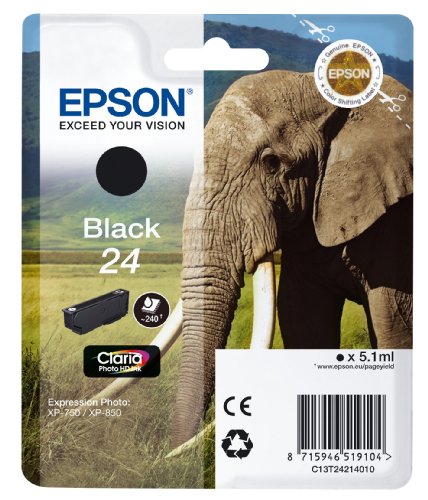 Epson 24 - 5.1 ml - black - original - ink cartridge - for Expression Photo XP-55, 750, 760, 850, 860, 950, 960, 970, Expression Premium XP-750, 850