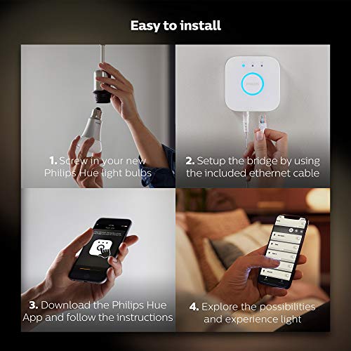 Philips Hue White Starter Kit - Wireless lighting set - LED light bulb x 2 - E27 - 9.5 W (equivalent 75 W) - class F - soft white light - 2700 K - white