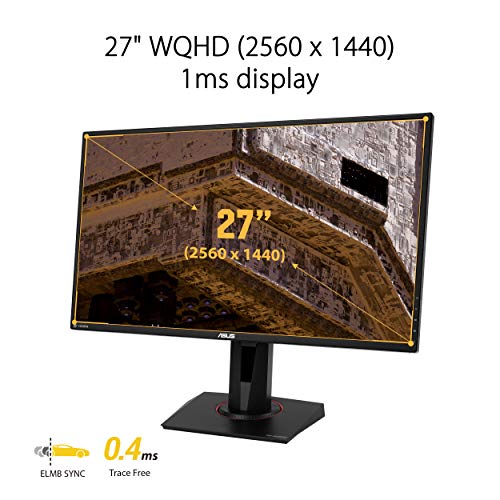 ASUS TUF Gaming VG27BQ - LED monitor - 27" - 2560 x 1440 WQHD @ 155 Hz - TN - 350 cd/m - 1000:1 - HDR10 - 0.4 ms - 2xHDMI, DisplayPort - speakers - black