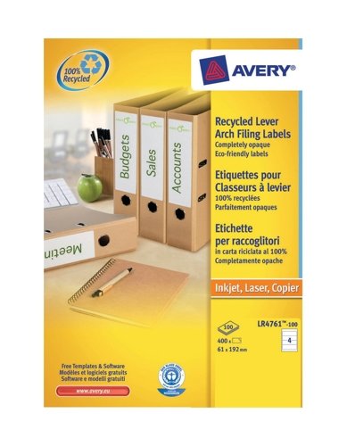 Avery Recycled Filing Labels 4 Per Sheet 400 Labels