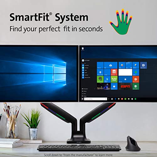 Kensington SmartFit One-Touch Height Adjustable Dual Monitor Arm - Mounting kit - for 2 monitors (adjustable arm) - screen size: 13"-32" - C-clamp, grommet, desk-mountable