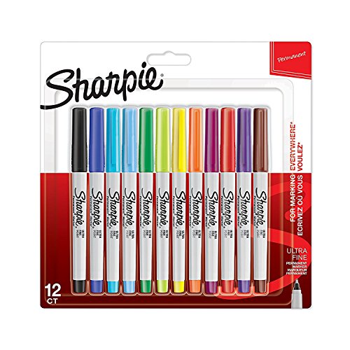 Best Value Sharpie Permanent Markers, Ultra Fine Tip, Assorted Fun Colours, Pack of 12
