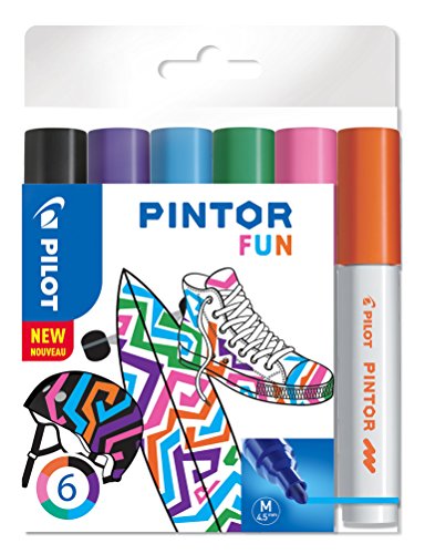 Pilot Pintor Medium Bullet Tip Paint Marker 4.5mm Fun Assorted Colours (Pack 6)  3131910517436