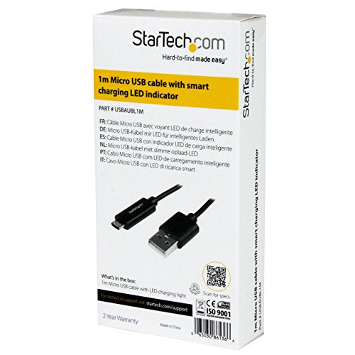 StarTech Micro USB Cable LED Charging Light