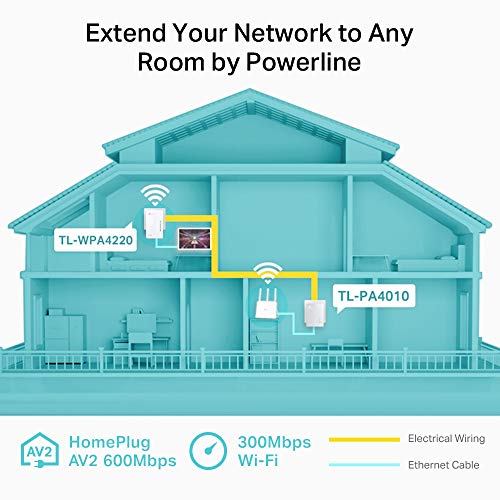 TP-Link TL-WPA4220 KIT AV600 WiFi Powerline Extender - V4 - bridge - HomePlug AV (HPAV), IEEE 1901 - 802.11b/g/n - 2.4 GHz - wall-pluggable