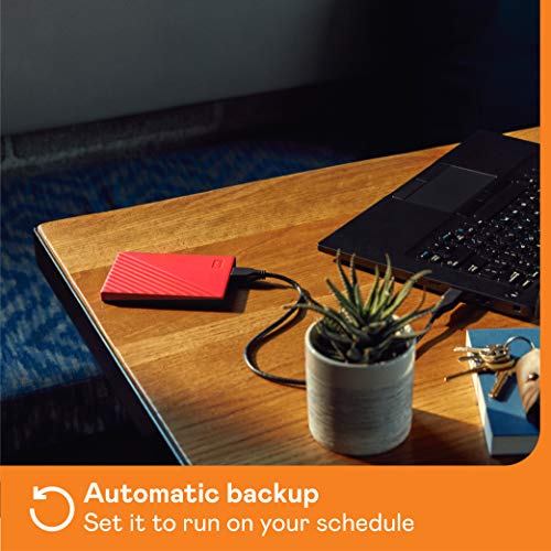 WD My Passport WDBYVG0020BRD - Hard drive - encrypted - 2 TB - external (portable) - USB 3.2 Gen 1 - 256-bit AES - red