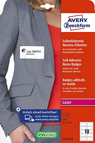 Best Value Avery Self-Adhesive Repositionable Name Badge Labels, 10 Labels Per A4 Sheet - Blue Border ( L4785)