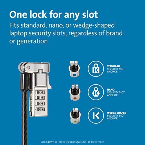 Kensington Universal 3-in-1 Combination Laptop Lock - Resettable - Security cable lock - 1.8 m