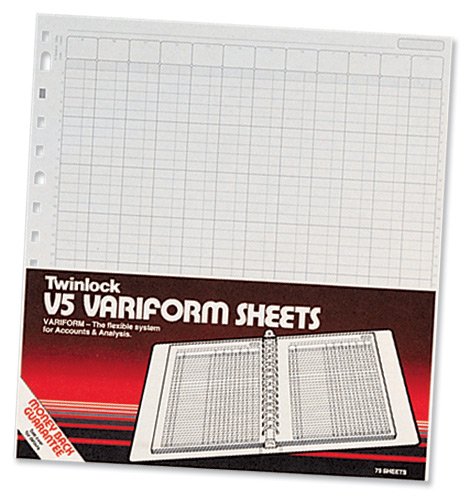 Best Value Rexel Twinlock Variform Multi-Ring Binder V5 Cash Refill Sheets 10 Columns (Pack of 75)