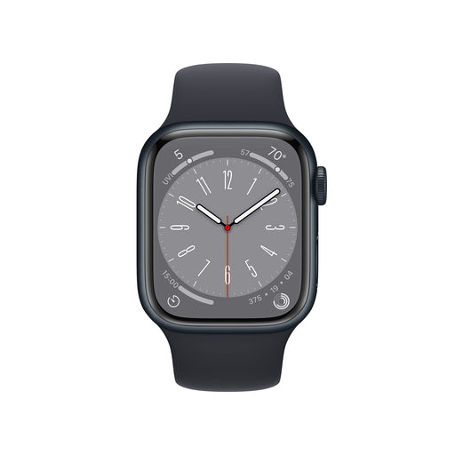 Apple Watch Series 8 (GPS + Cellular) - 41 mm - midnight aluminium - smart watch with sport band - fluoroelastomer - midnight - band size: Regular - 32 GB - Wi-Fi, LTE, Bluetooth, UWB - 4G - 32 g