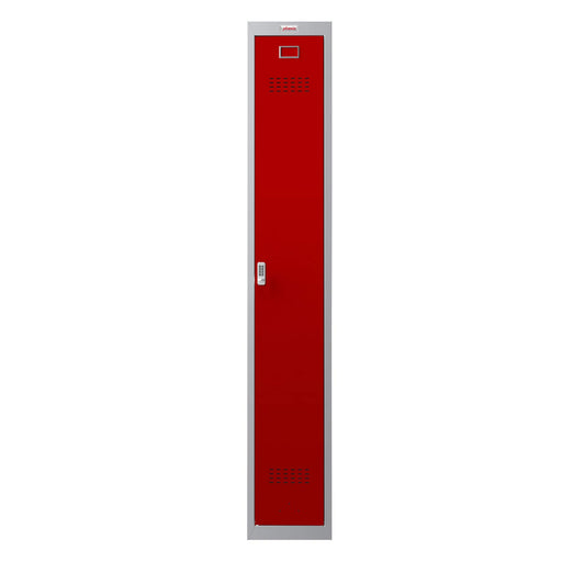 Phoenix PL Series 1 Column 1 Door Personal Locker Grey Body Red Door with Electronic Lock PL1130GRE