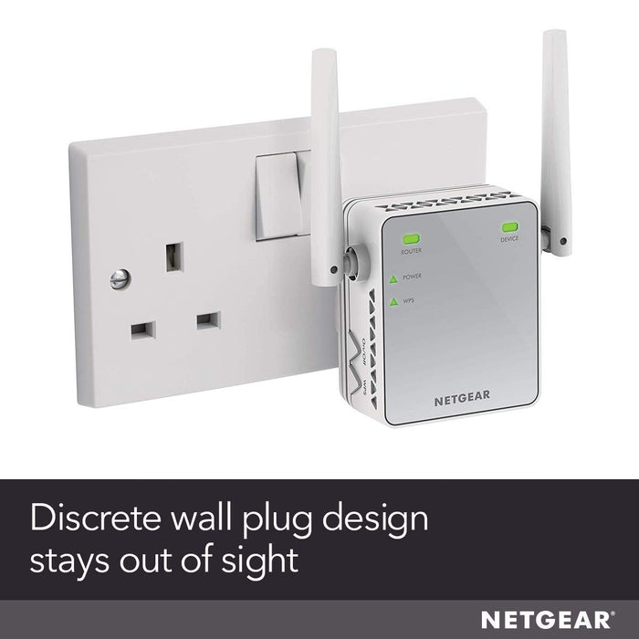 Best Value NETGEAR Wi-Fi Range Extender EX2700 - Coverage up to 600 sq.ft. and 10 devices with N300 Wireless Signal Booster and Repeater (up to 300Mbps speed), and Compact Wall Plug Design with UK Plug