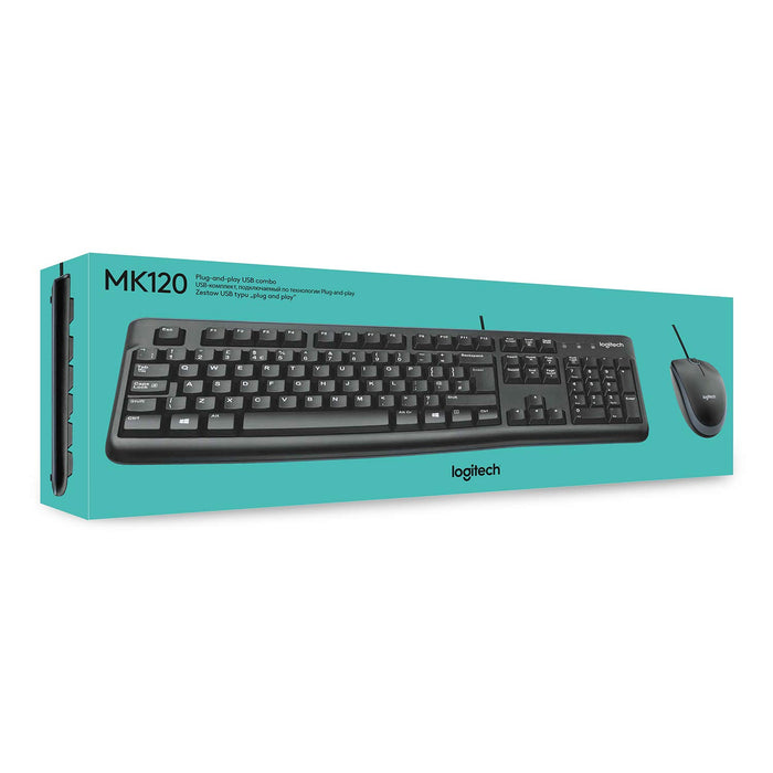 Best Value Logitech MK120 Desktop Keyboard and Mouse for Windows and Linux - QWERTY, UK Layout - Black