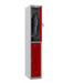 Phoenix PL Series 1 Column 2 Door Personal Locker Grey Body Red Doors with Key Locks PL1230GRK