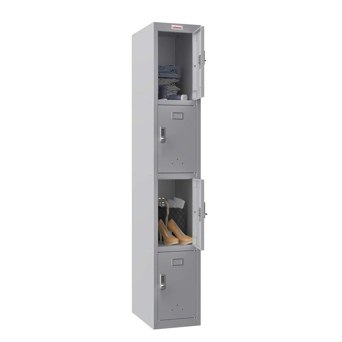 Phoenix PL Series 1 Column 4 Door Personal locker in Grey with Electronic Locks PL1430GGE