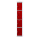 Phoenix PL Series 1 Column 4 Door Personal Locker Grey Body Red Doors with Key Locks PL1430GRK
