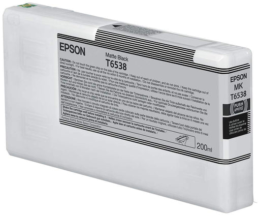 Epson Ink Cartridges, Ultrachrome HDR, T6538, Singlepack, 1 x 200.0 ml Matte Black, Standard