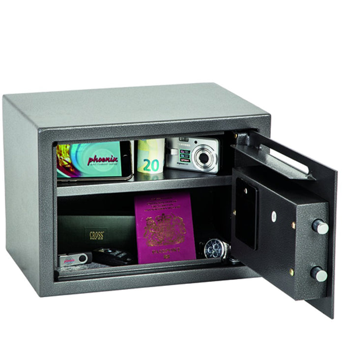 Phoenix Deposit Home & Office Size 2 Security Safe with Electronic Lock 17L Vela SS0802ED 250 x 350 x 250mm Metallic Graphite