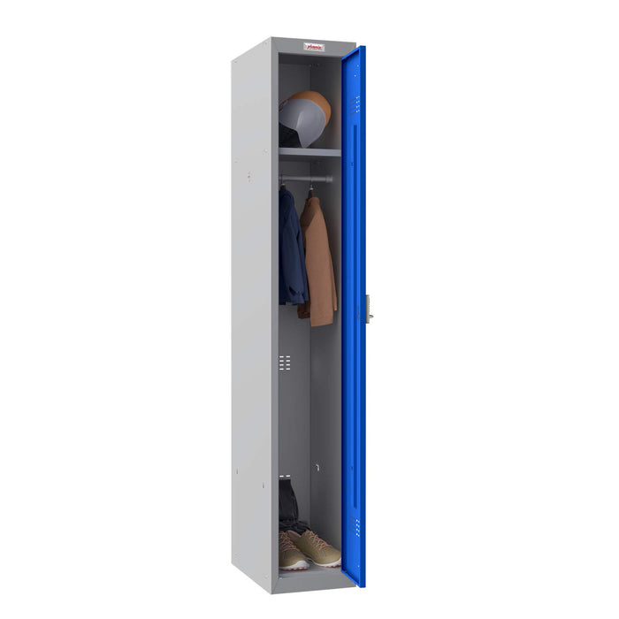 Phoenix PL Series 1 Column 1 Door Personal Locker Grey Body Blue Door with Electronic Lock PL1130GBE