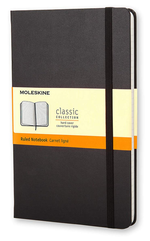 Best Value Moleskine Classic Ruled Paper Notebook, Hard Cover and Elastic Closure Journal, Black, Large 13 x 21 A5, 240 Pages