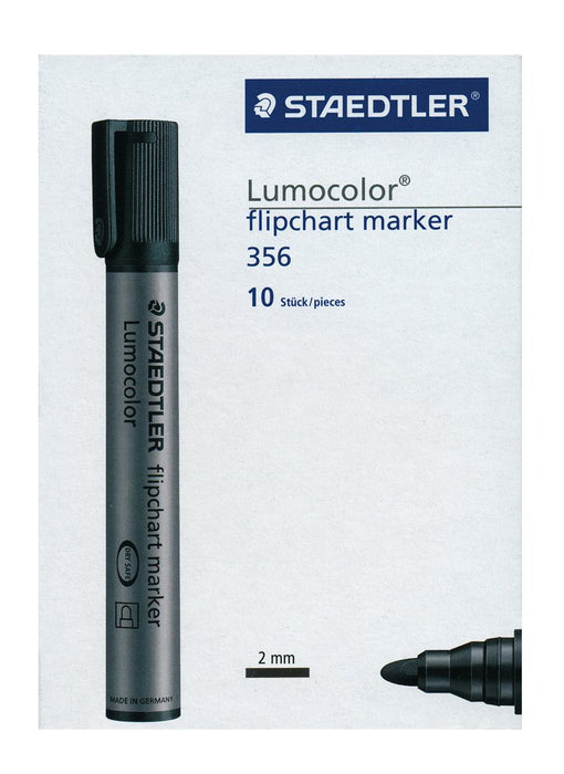 Best Value Staedtler 356-9 Lumocolor Flipchart Marker Bullet Tip - Black, Pack of 10