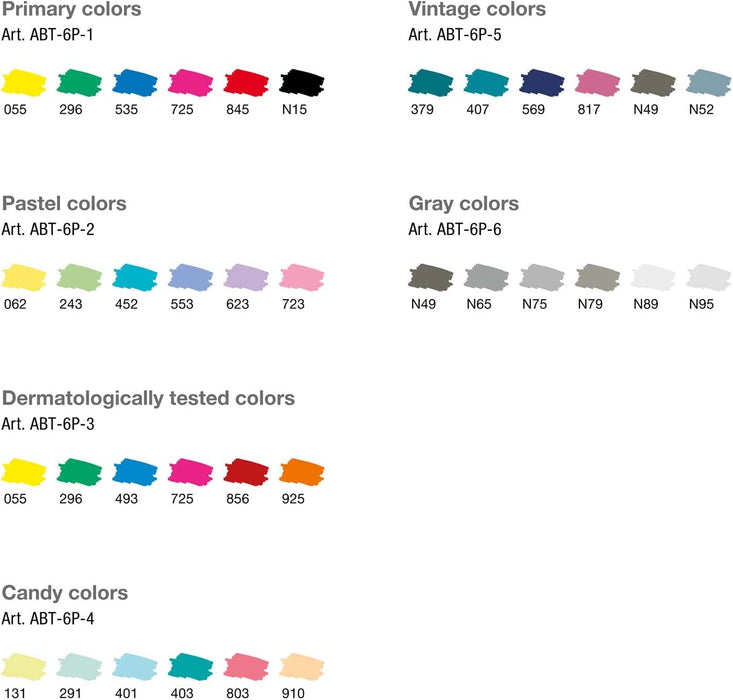 Tombow ABT Dual Brush Pen | Pastel Pack of 6