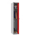 Phoenix PL Series 1 Column 1 Door Personal Locker Grey Body Red Door with Key Lock PL1130GRK