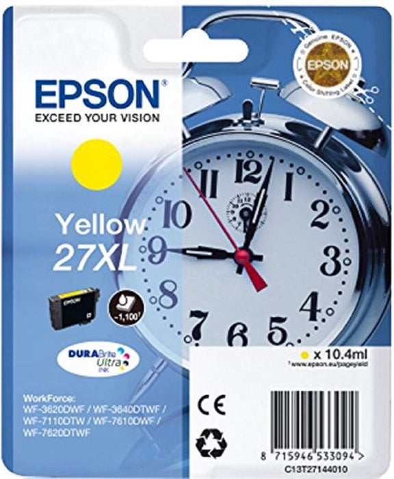 Best Value Epson C13T27144012 Alarm Clock No.27 X-Large Series High Capacity Ink Cartridge, Yellow, Genuine, Amazon Dash Replenishment Ready