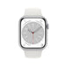 Apple Watch Series 8 (GPS) - 45 mm - silver aluminium - smart watch with sport band - fluoroelastomer - white - band size: Regular - 32 GB - Wi-Fi, Bluetooth - 38.8 g