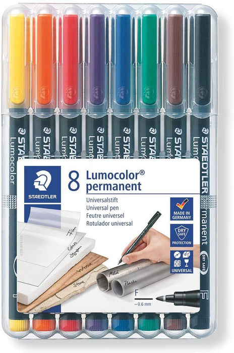 Best Value Staedtler 318 WP8 Lumocolor Universal Permanent Fine Pens - Multicolour