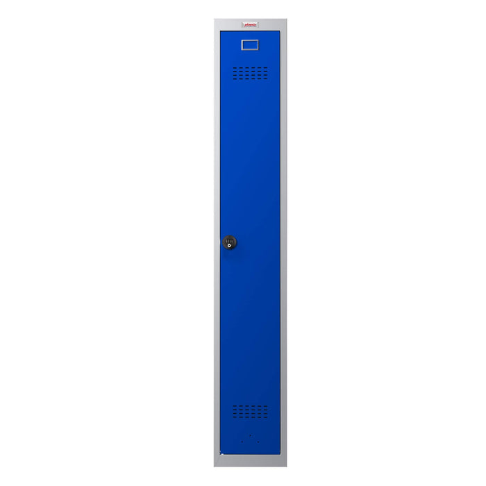 Phoenix PL Series 1 Column 1 Door Personal Locker Grey Body Blue Door with Combination Lock PL1130GBC
