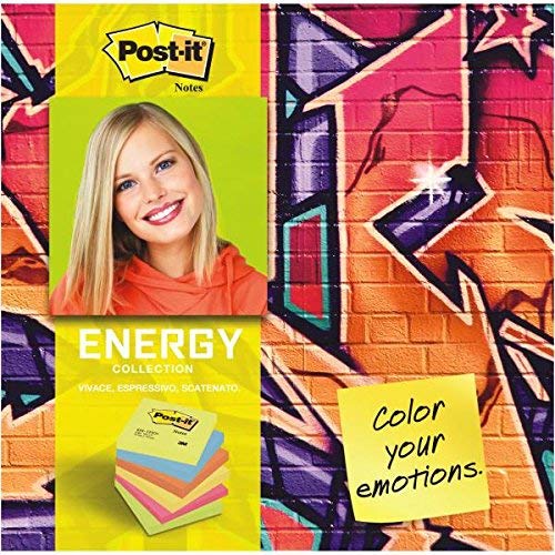 Best Value Post-it Notes in Energetic Colours in extra large - - 1 x 6 Pads in vibrant colours with 100 sheets per pad (76 x 127 mm)