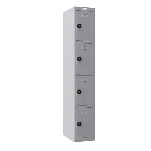 Phoenix PL Series 1 Column 4 Door Personal locker in Grey with Combination Locks PL1430GGC