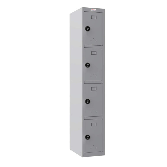 Phoenix PL Series 1 Column 4 Door Personal locker in Grey with Combination Locks PL1430GGC