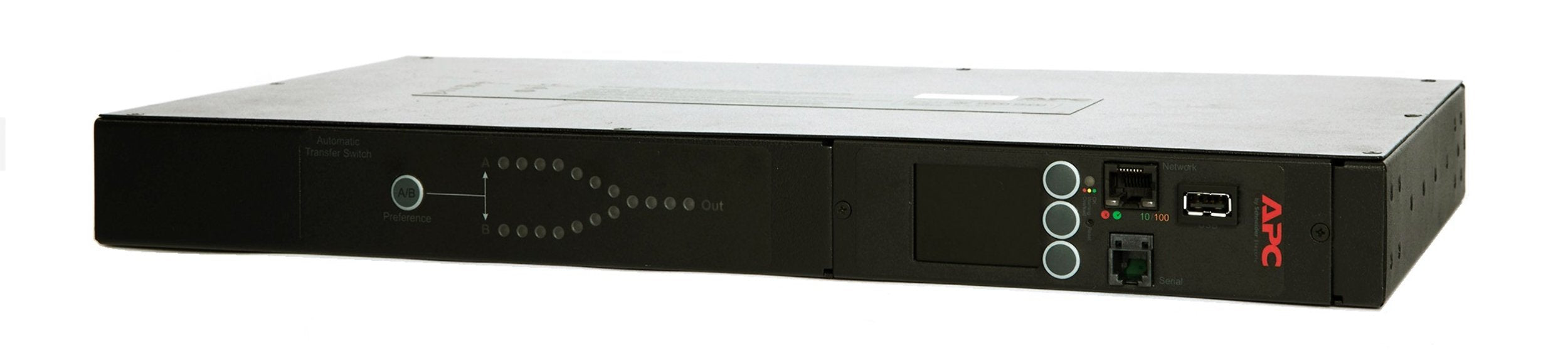 APC NetShelter - Automatic transfer switch (rack-mountable) - AC 207-253 V - 3700 VA - 1-phase - USB, Ethernet 10/100/1000 - output connectors: 9 - 1U - 2.44 m cord - black