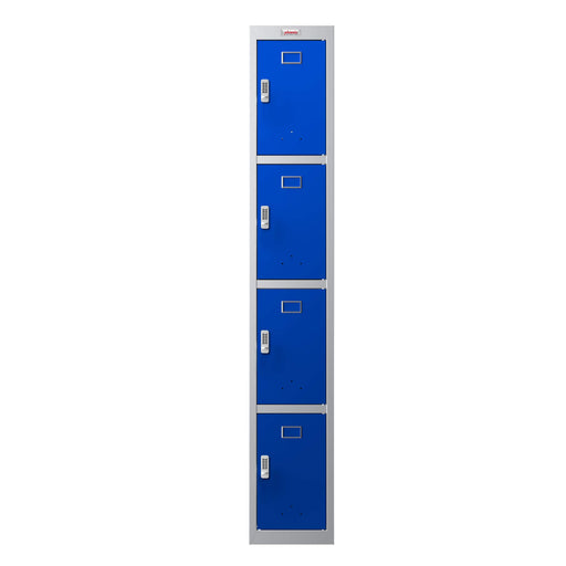 Phoenix PL Series 1 Column 4 Door Personal Locker Grey Body Blue Doors with Electronic Lock PL1430GBE