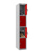 Phoenix PL Series 1 Column 4 Door Personal Locker Grey Body Red Doors with Key Locks PL1430GRK