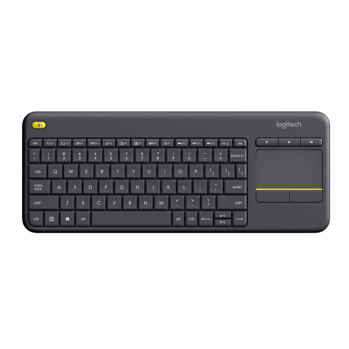 Best Value Logitech K400 Plus Wireless Livingroom Keyboard with Touchpad for Home Theatre PC Connected to TV, Customizable Multi-Media Keys, Windows, Android, Laptop/Tablet, QWERTY UK Layout - Black