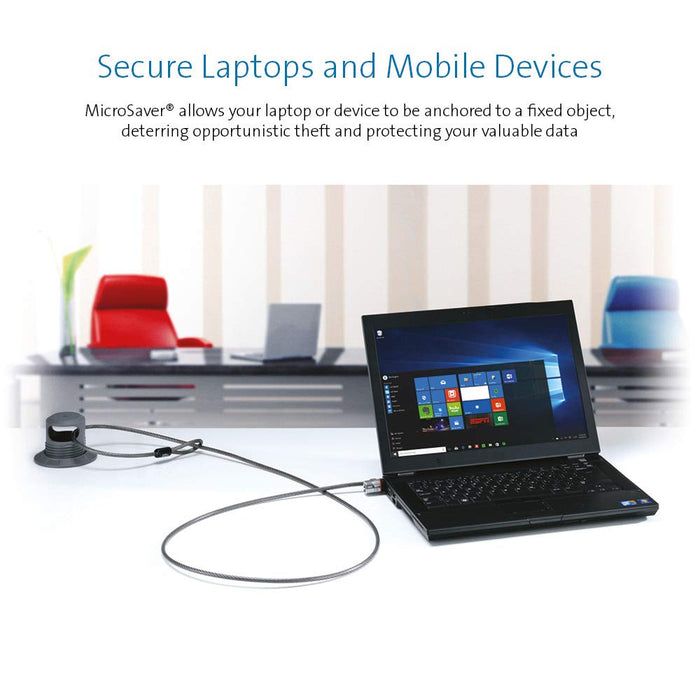 Best Value Kensington MicroSaver Keyed Laptop Lock with High-Carbon, Cut-Resistant Cable and T-Bar Locking Mechanism - 1.8m Length (64020)