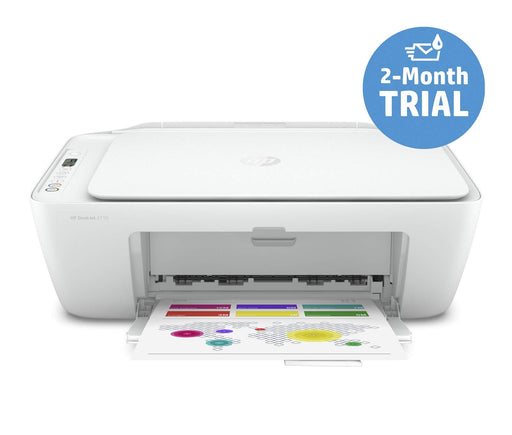 HP Deskjet 2710 All-in-One - Multifunction printer - colour - ink-jet - 216 x 297 mm (original) - A4/Legal (media) - up to 7.5 ppm (printing) - 60 sheets - USB 2.0, Bluetooth, Wi-Fi(n) - white - HP Instant Ink eligible