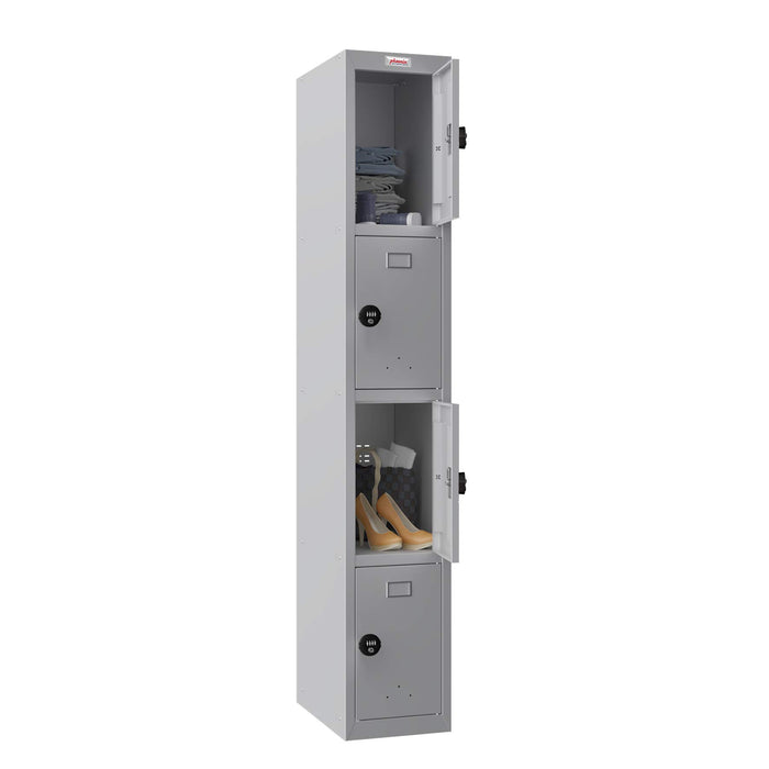 Phoenix PL Series 1 Column 4 Door Personal locker in Grey with Combination Locks PL1430GGC
