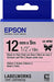 Epson LK-4PBK Black on Pink Satin Ribbon Label Cartridge 12mm x5m - C53S654031