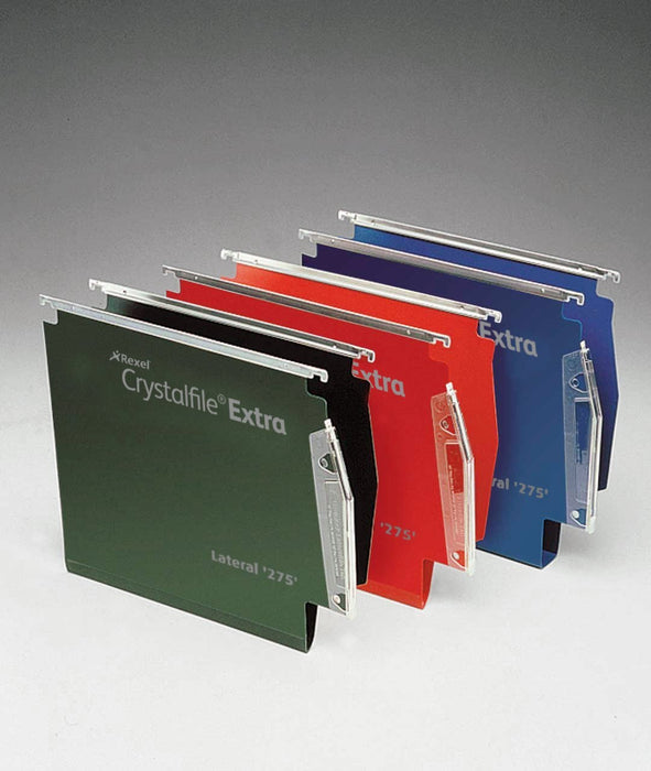 Best Value Rexel 70637 Crystalfile Extra 275 Lateral Suspension File, 150 Sheet Capacity, 15 mm V-Base, Polypropylene, Pack of 25, Green