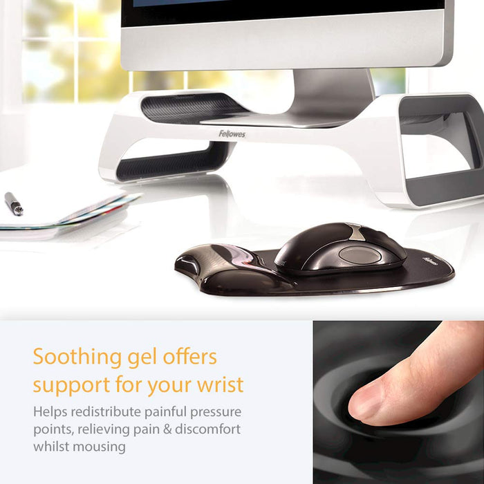 Best Value Fellowes Crystals Gel Mouse Mat with Wrist Support, Black