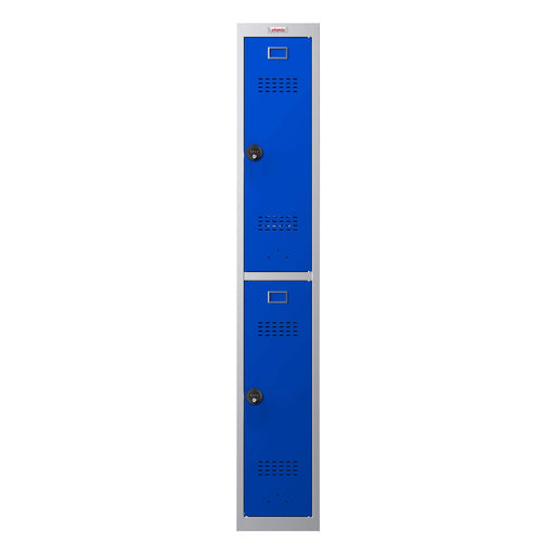 Phoenix PL Series 1 Column 2 Door Personal Locker Grey Body Blue Doors with Combination Locks PL1230GBC