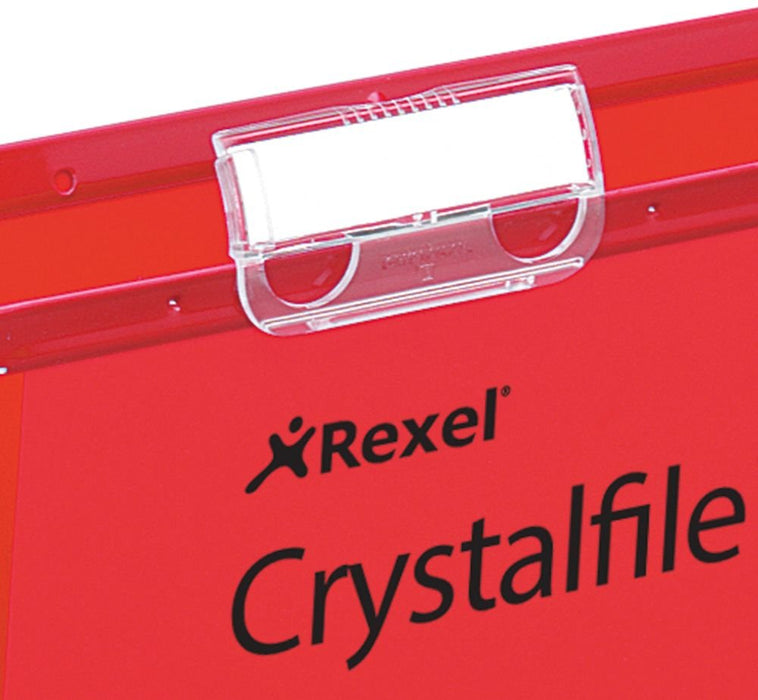 Best Value Rexel 70629 Crystalfile Extra Foolscap Suspension File, 150 Sheet Capacity, 15 mm V-Base Polypropylene, Pack of 25, Red