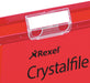 Best Value Rexel 70629 Crystalfile Extra Foolscap Suspension File, 150 Sheet Capacity, 15 mm V-Base Polypropylene, Pack of 25, Red