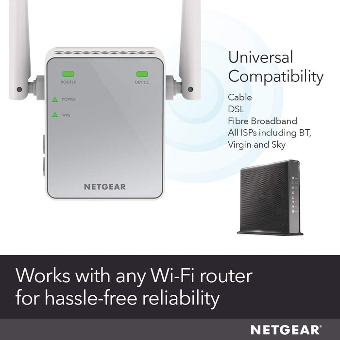 Best Value NETGEAR Wi-Fi Range Extender EX2700 - Coverage up to 600 sq.ft. and 10 devices with N300 Wireless Signal Booster and Repeater (up to 300Mbps speed), and Compact Wall Plug Design with UK Plug
