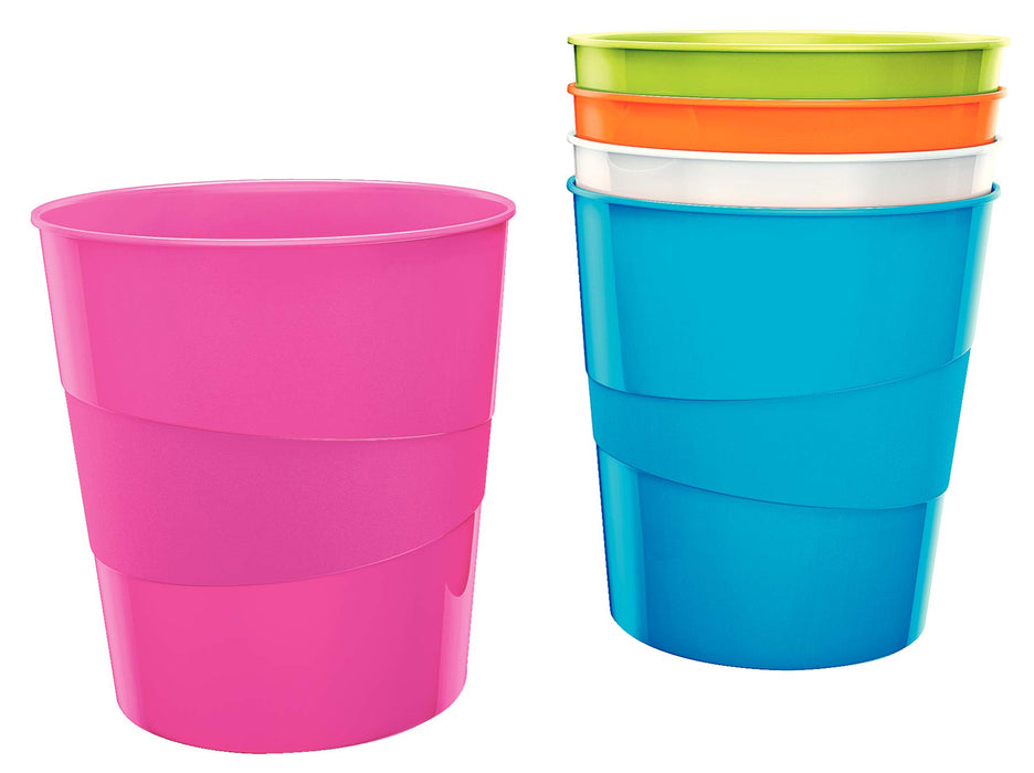 Best Value Leitz 15 Litre Waste Bin, Plastic, WOW Range, Pearl White